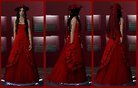  Robe longue royale en velours rouge brodé de roses